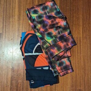 Two Pairs of Colorful Ladies Medium Fila Leggings-(capri/ankle)-gently used